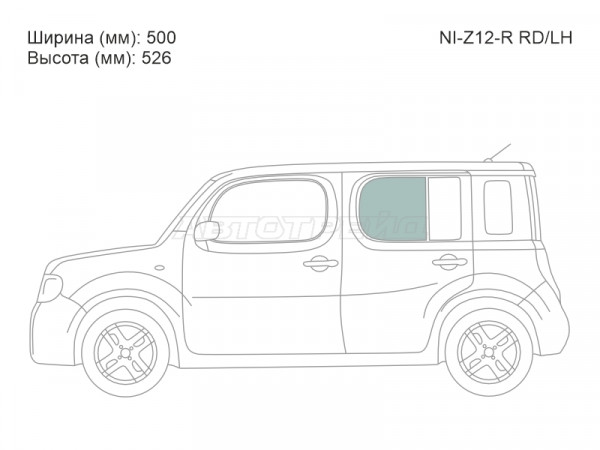 Стекло боковое опускное (Сзади / Слева / Цвет зеленый) Nissan Cube 08-20