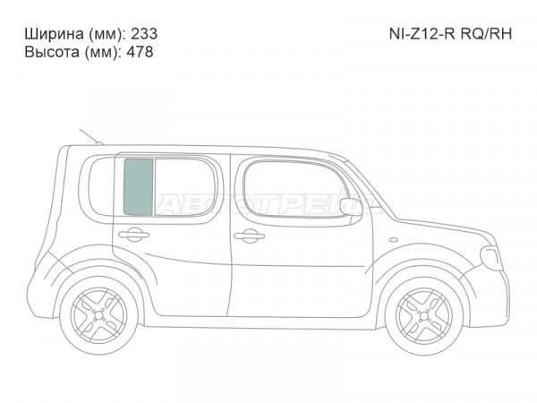 Стекло форточки (Сзади / Справа / Цвет зеленый) Nissan Cube 08-20