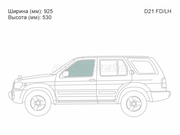 Стекло боковое опускное (Спереди / Слева / Цвет зеленый) Nissan Terrano 86-96  / Datsun 85-96