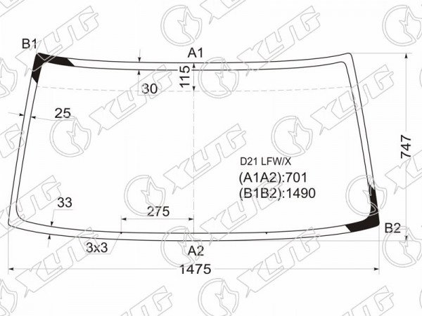 Стекло лобовое Nissan Terrano 86-96  / Datsun 85-02