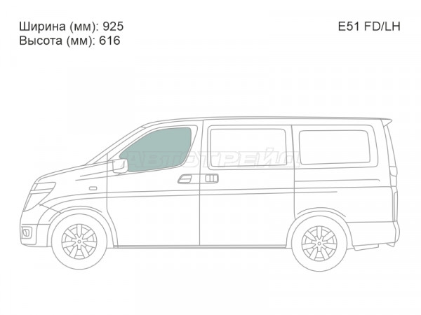 Стекло боковое опускное (Спереди / Слева / Цвет зеленый) Nissan Elgrand 02-10