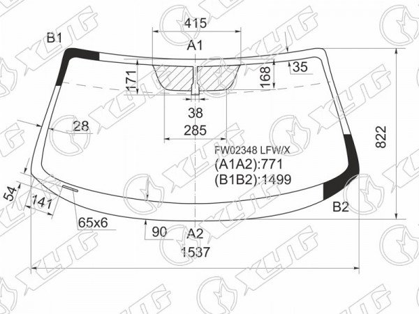 Стекло лобовое NISSAN FAIRLADY 350Z 2D CPE 02-08