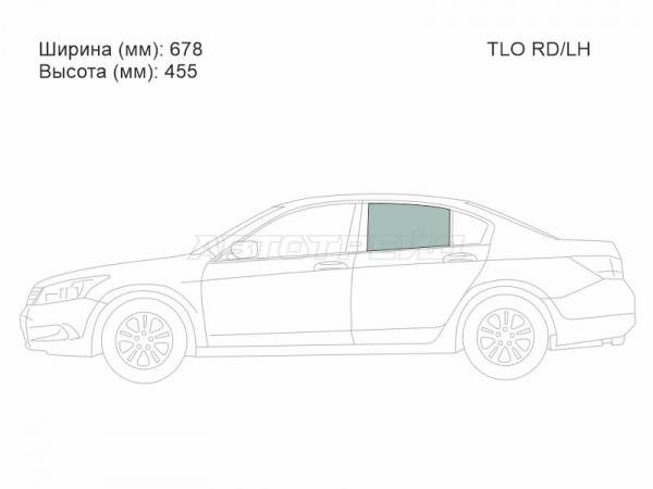 Стекло боковое опускное (Сзади / Слева / Цвет зеленый) Honda Accord 08-13  / Acura TSX 08-14