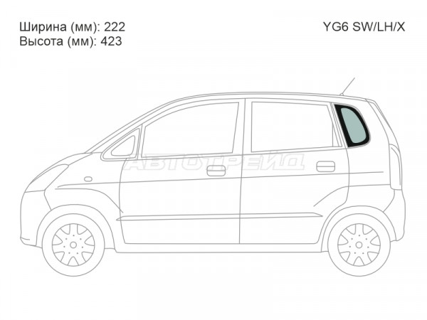 Стекло кузова боковое (не опускное) (Слева / Цвет зеленый) Nissan Moco 02-06  / Suzuki MR Wagon 01-05
