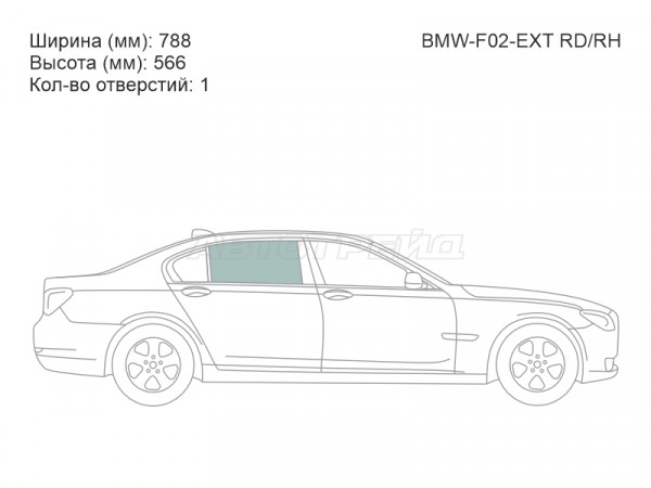 Стекло боковое опускное (Сзади / Справа / Цвет зеленый) BMW 7-Series 08-15