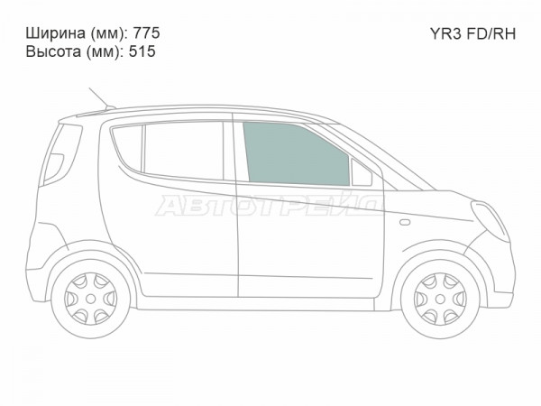 Стекло боковое опускное (Спереди / Справа / Цвет зеленый) Nissan Moco 06-11  / Suzuki MR Wagon 06-10