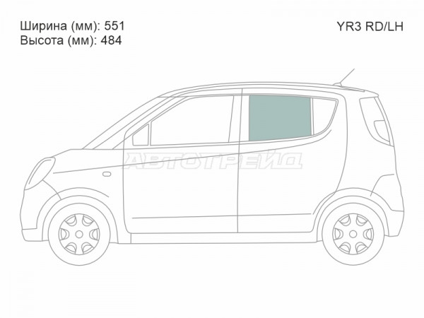 Стекло боковое опускное (Сзади / Слева / Цвет зеленый) Nissan Moco 06-11  / Suzuki MR Wagon 06-10
