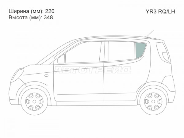 Стекло форточки (Сзади / Слева / Цвет зеленый) Nissan Moco 06-11  / Suzuki MR Wagon 06-10