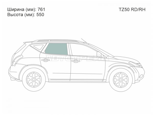 Стекло боковое опускное (Сзади / Справа / Цвет зеленый) Nissan Murano 02-08