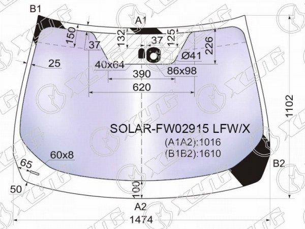 Стекло лобовое атермальное + дд NISSAN MURANO 08-15 (Solar-X защита от ультрафиолета)