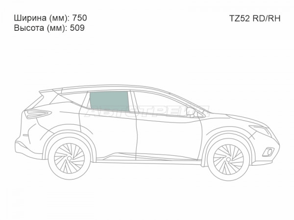 Стекло боковое опускное (Сзади / Справа / Цвет зеленый) Nissan Murano 16-22