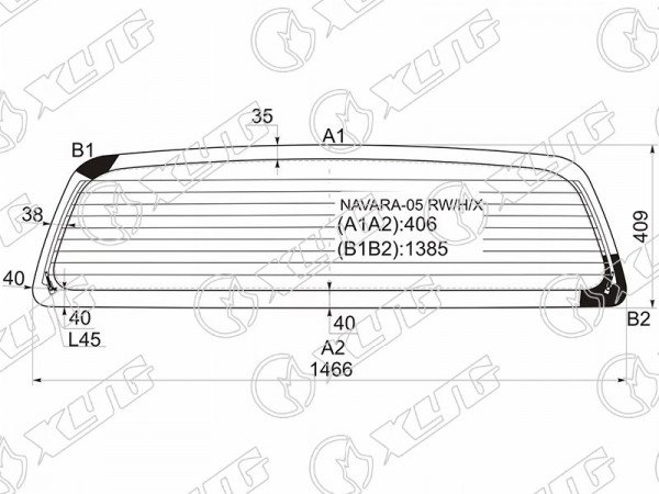 Стекло заднее (Цвет зеленый / Обогрев) Nissan Frontier 04-21  / Navara 04-15