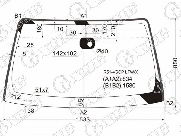 Стекло лобовое + дд NISSAN PATHFINDER 04-14 /NAVARA 05-15