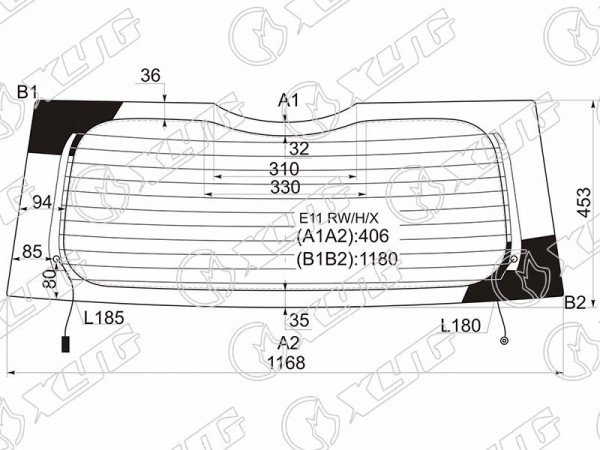 Стекло заднее (Цвет зеленый / Обогрев) Nissan Note 05-13