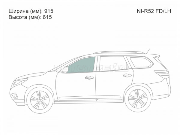 Стекло боковое опускное (Спереди / Слева / Цвет зеленый) Nissan Pathfinder 12-21