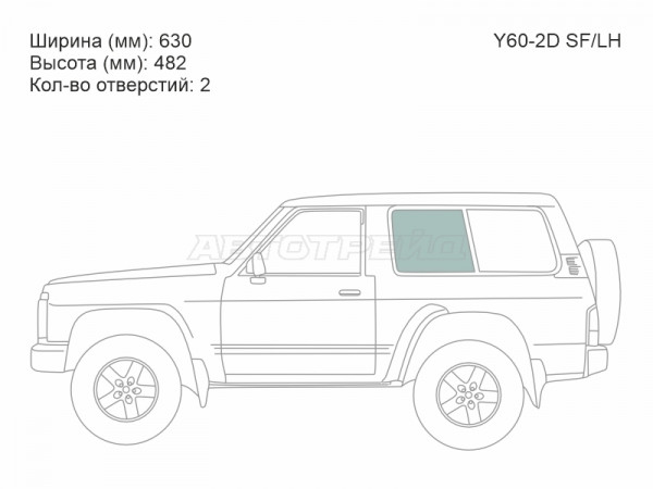Стекло кузова боковое (не опускное) (Слева / Цвет зеленый) Nissan Patrol 87-97