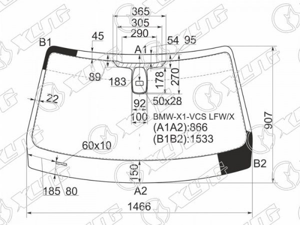 Стекло лобовое + дд BMW X1 E84 09-15