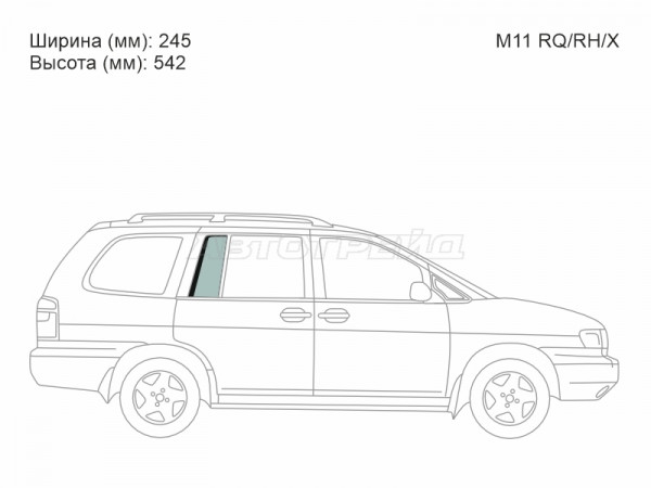 Стекло форточки (Сзади / Справа / Цвет зеленый) Nissan Prairie 88-95  / Prairie Joy 95-98