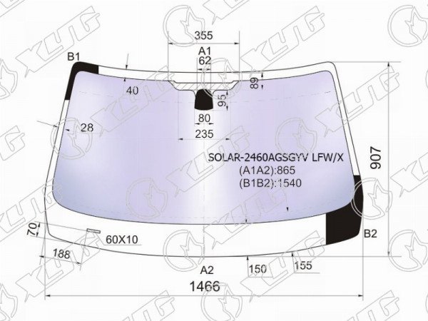 Стекло лобовое атермальное BMW X1 E84 09-15 (Solar-X защита от ультрафиолета)
