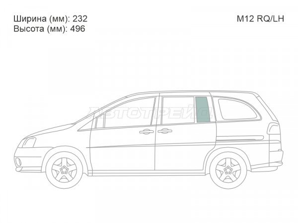 Стекло форточки (Сзади / Слева / Цвет зеленый) Nissan Liberty 98-04  / Prairie 98-04