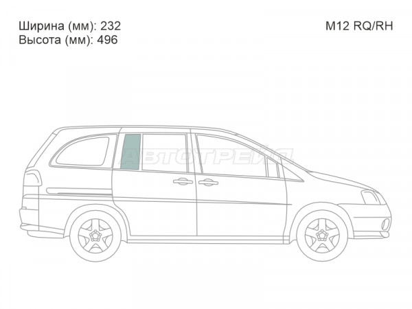 Стекло форточки (Сзади / Справа / Цвет зеленый) Nissan Liberty 98-04  / Prairie 98-04