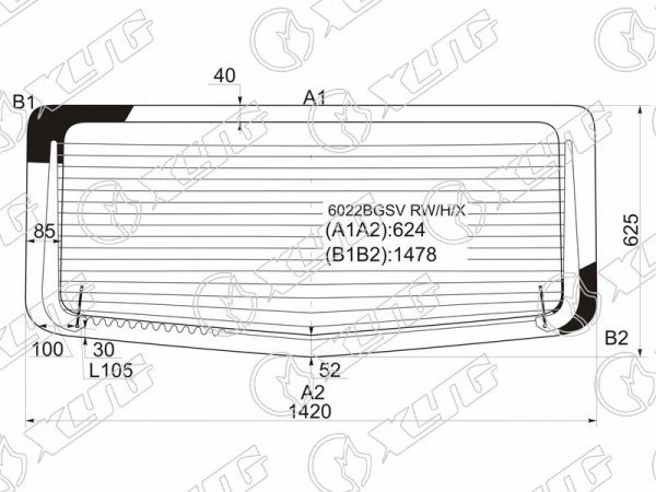 Стекло заднее (Цвет зеленый / Обогрев) Nissan Primastar 02-14  / Opel Vivaro 01-14