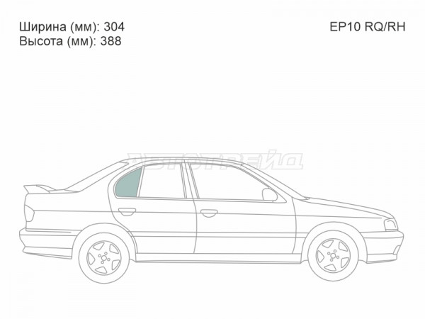 Стекло форточки (Сзади / Справа / Цвет зеленый) Nissan Primera 90-96