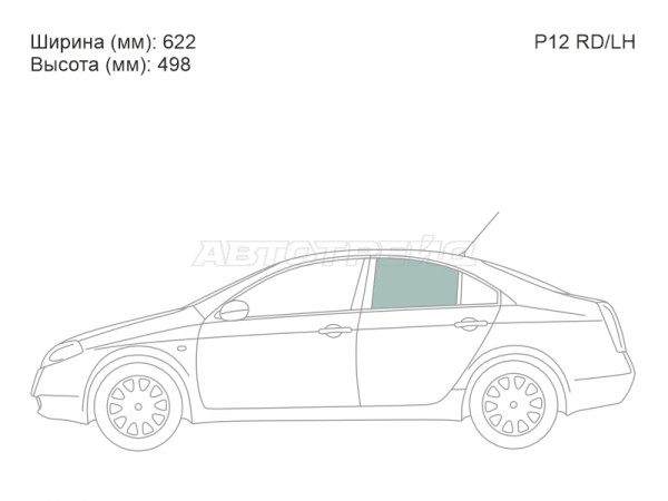 Стекло боковое опускное (Сзади / Слева / Цвет зеленый) Nissan Primera 01-08
