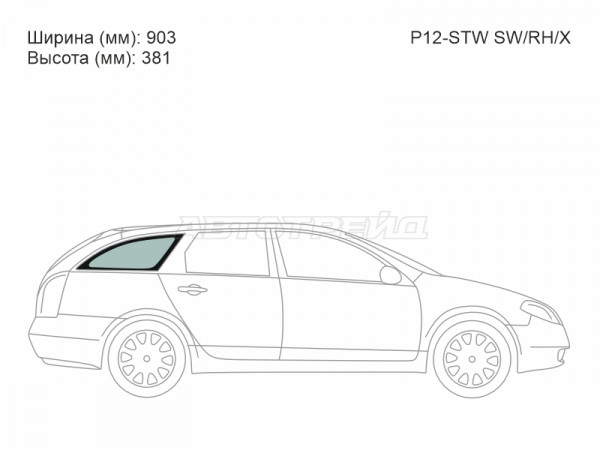Стекло кузова боковое (не опускное) (Справа / Цвет зеленый) Nissan Primera 01-08