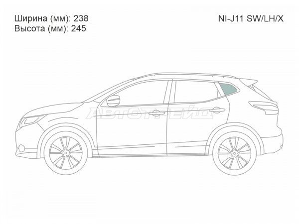 Стекло кузова боковое (не опускное) (Слева / Цвет зеленый) Nissan Qashqai 13-22