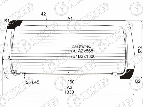 Стекло заднее (Цвет зеленый / Обогрев) Nissan Serena 99-05