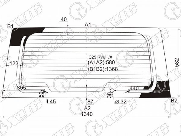 Стекло заднее (Цвет зеленый / Обогрев) Nissan Serena 05-10  / Suzuki Landy 07-10