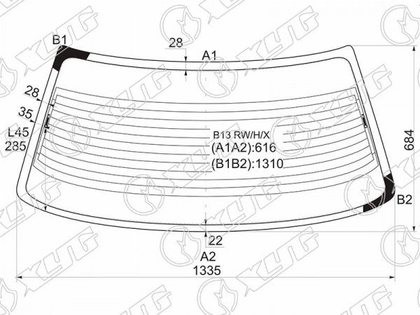 Стекло заднее с обогревом NISSAN SUNNY /SENTRA /TSURU 4D SED 90-93