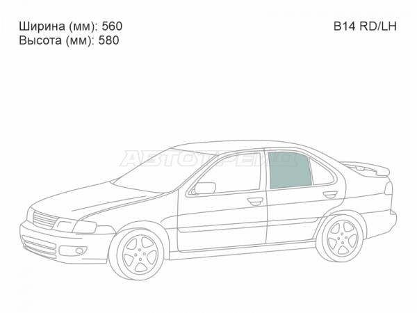 Стекло боковое опускное (Сзади / Слева / Цвет зеленый) Nissan Sunny 93-99