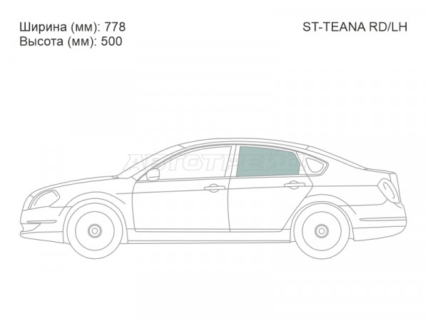 Стекло боковое опускное (Сзади / Слева / Цвет зеленый) Nissan Teana 03-08