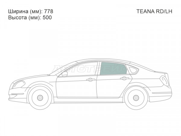 Стекло боковое опускное (Сзади / Слева / Цвет зеленый) Nissan Teana 03-08