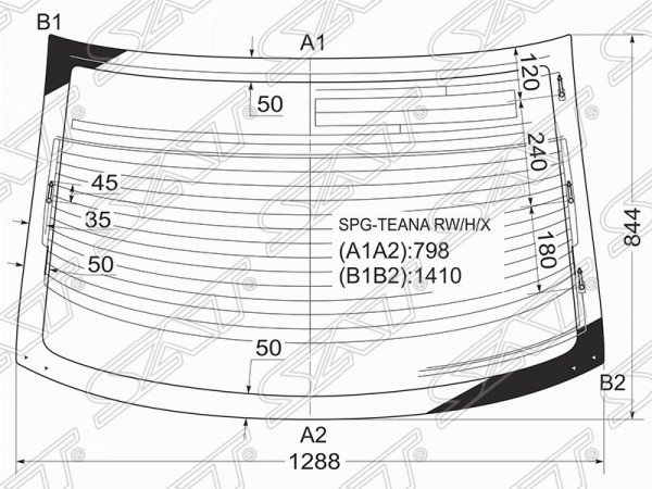 Стекло заднее с обогревом NISSAN TEANA 03-08
