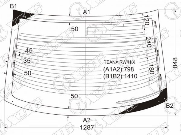 Стекло заднее с обогревом NISSAN TEANA 03-08