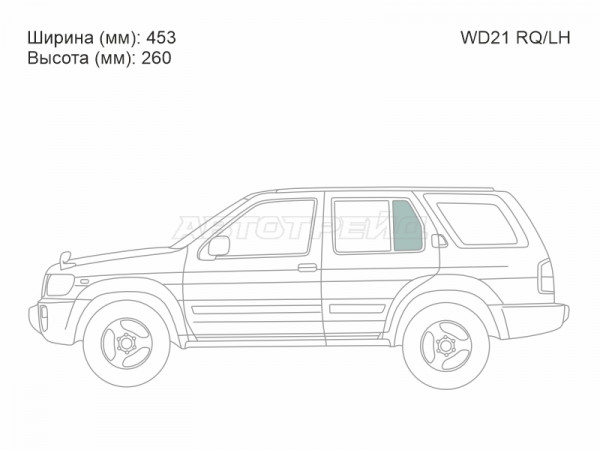 Стекло форточки (Сзади / Слева / Цвет зеленый) Nissan Terrano 86-96