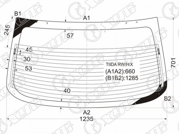 Стекло заднее (Цвет зеленый / Обогрев / 4D SED) Nissan Tiida 04-14  / Tiida Latio 04-12