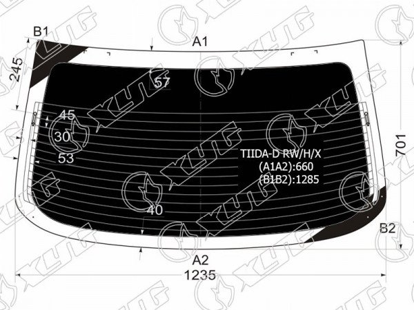 Стекло заднее с обогревом затемненное NISSAN TIIDA 4D 04-14