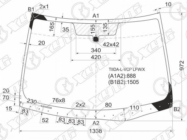 Стекло лобовое Nissan Tiida 04-14  / Tiida Latio 04-12