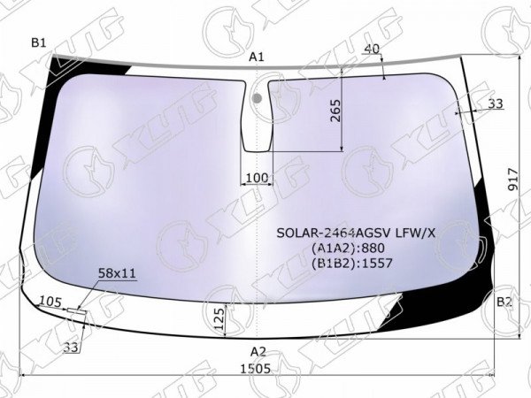 Стекло лобовое атермальное BMW X3 F25 10-12 (Solar-X защита от ультрафиолета)