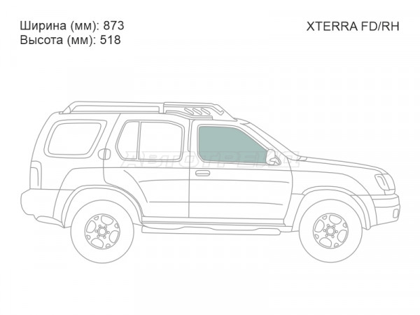 Стекло боковое опускное (Спереди / Справа / Цвет зеленый) Nissan Xterra 00-05