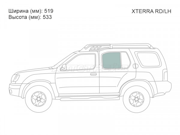 Стекло боковое опускное (Сзади / Слева / Цвет зеленый) Nissan Xterra 00-05