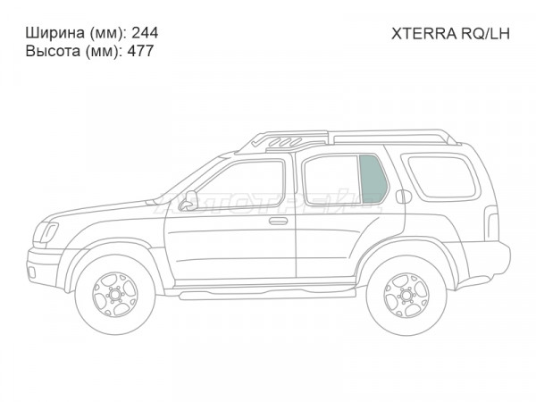 Стекло форточки (Сзади / Слева / Цвет зеленый) Nissan Xterra 00-05