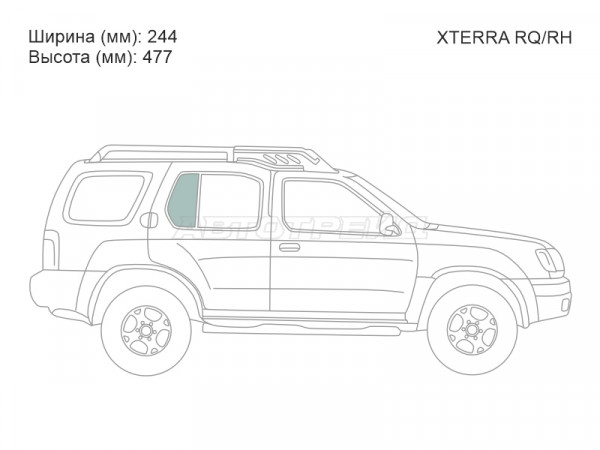 Стекло форточки (Сзади / Справа / Цвет зеленый) Nissan Xterra 00-05
