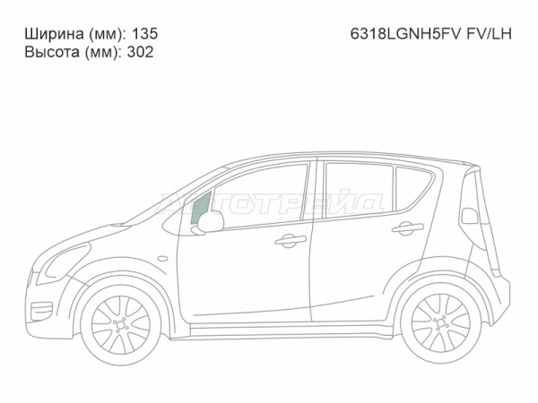 Стекло форточки (Спереди / Слева / Цвет зеленый) Opel Agila 07-14  / Suzuki Splash 08-15