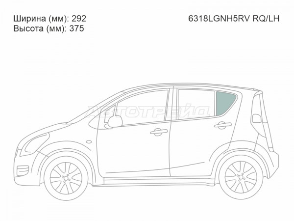 Стекло форточки (Сзади / Слева / Цвет зеленый) Opel Agila 07-14  / Suzuki Splash 08-15