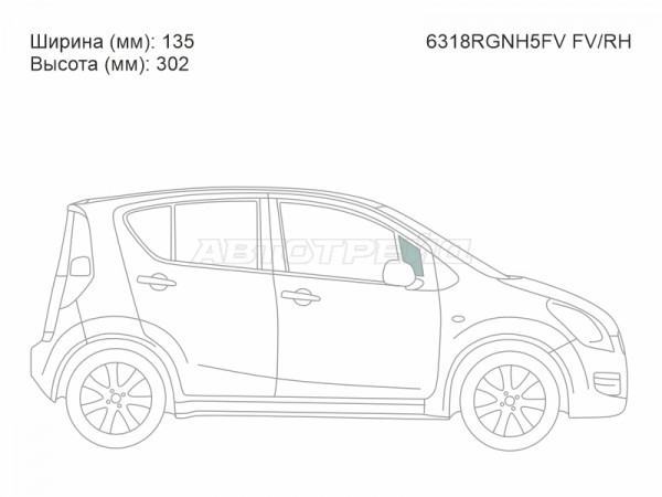 Стекло форточки (Спереди / Справа / Цвет зеленый) Opel Agila 07-14  / Suzuki Splash 08-15